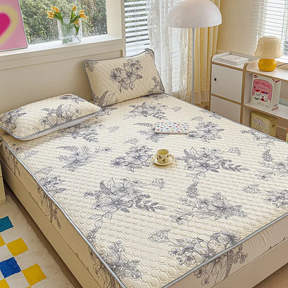 طقم ملاءات DecorBites™ المصنوعة من الحرير البارد من اللاتكس مع أكياس وسائد، حرير ثلجي صيفي، سرير فردي مزدوج