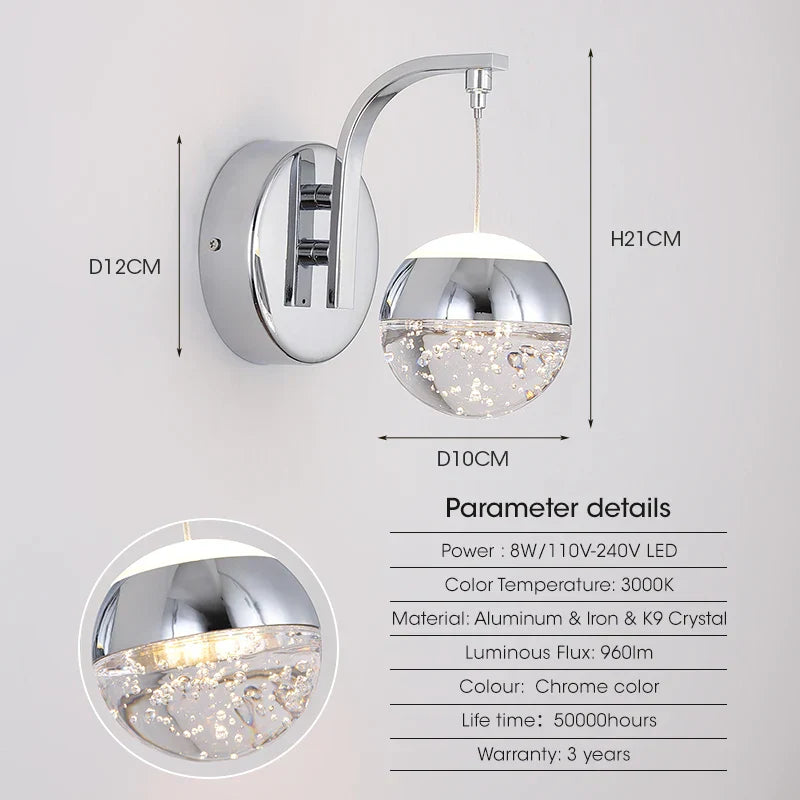 Gold Crystal Bubble Wall Sconce