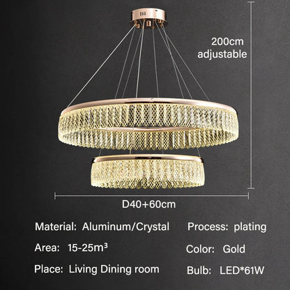 DecorBites™ Crystal Chandelier Luxury LED Lighting for Living Dining Kitchen Bedroom