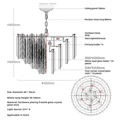 Lámpara colgante de cristal DecorBites™ para dormitorio: Iluminación de cristal de lujo de diseño para la sala de estar