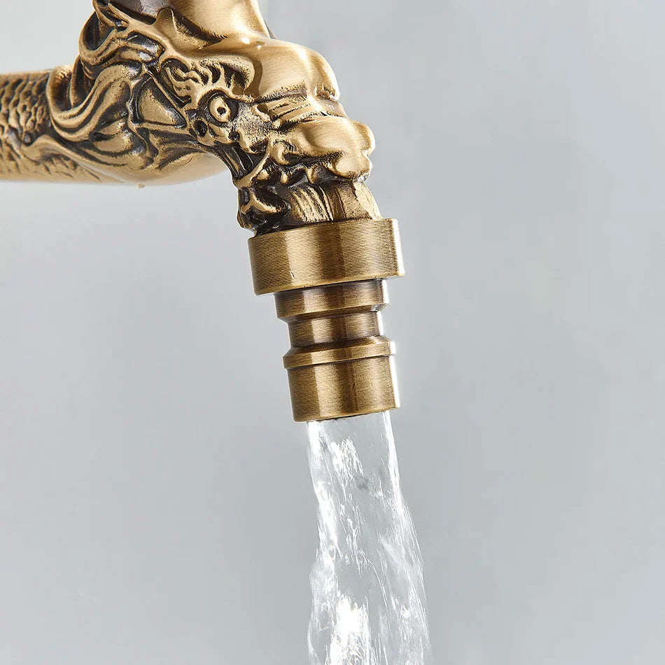 صنبور غسالة ملابس مُثبّت على الحائط من DecorBites™ مصنوع من النحاس العتيق للحمام، أو للاستخدام الخارجي، أو الحديقة، أو حوض الاستحمام، أو المرحاض