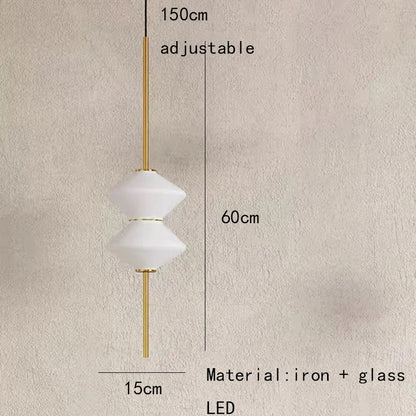 Art Deco White Glass Pendant Light With Gold Metal Wire