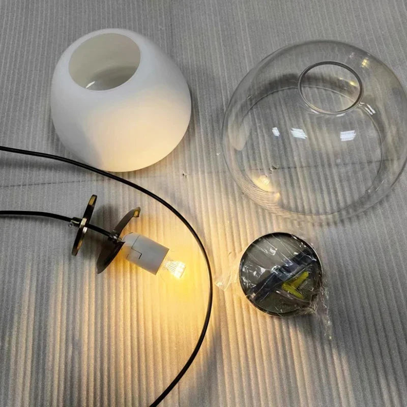 Nordic Double Glass Pendant Light in Amber, Gray, or Clear