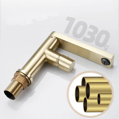 DecorBites™ Brushed Gold Basin Faucet: Single Handle Brass Bathroom Mixer Tap
