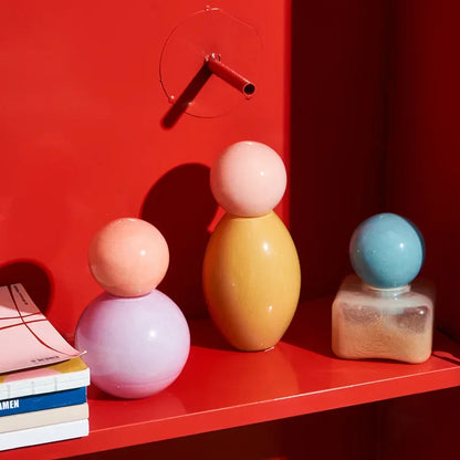 مزهرية زجاجية على شكل كرة هندسية من DecorBites™ مع غطاء، وحاوية تخزين مكتبية