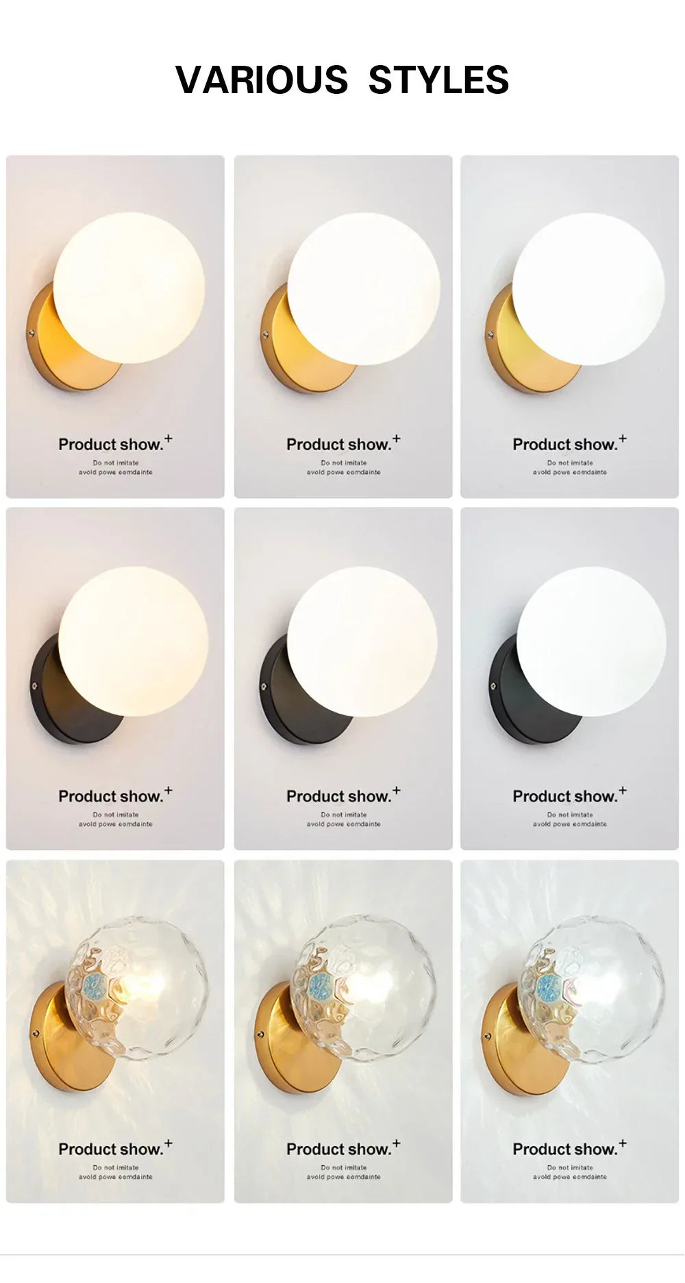 Decorbites™ Gold-Glas-Kugel-LED-Wandleuchte für Wohnzimmer, Schlafzimmer und Badezimmer-Dekoration