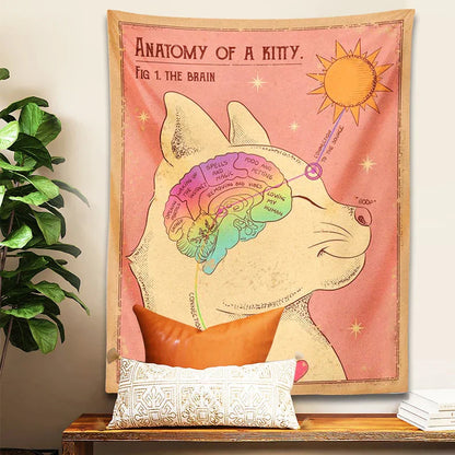 Decobites Tarot Cat Sun Moon Wall Hanging Tapestry for Boho Home Decor