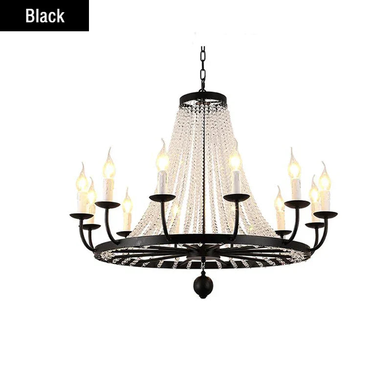 DecorBites™ Crystal Chandelier: Retro Industrial Lighting for Living Room, Dining Room, Loft