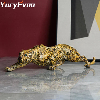 DecorBites™ Leopard Resin Statue: Modern Africa Wildlife Panther Sculpture for Home & Office