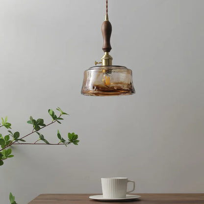 DecorBites™ Amber Glass Pendant Lamps Copper Modern Hanging Lights for Living Dining Bedroom