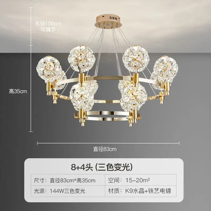 DecorBites™ Crystal Chandelier: Dandelion Design for Luxe Living Room, Dining, or Master Bedroom