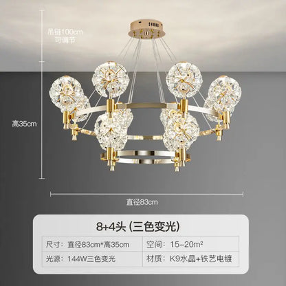 DecorBites™ Crystal Chandelier: Dandelion Design for Luxe Living Room, Dining, or Master Bedroom