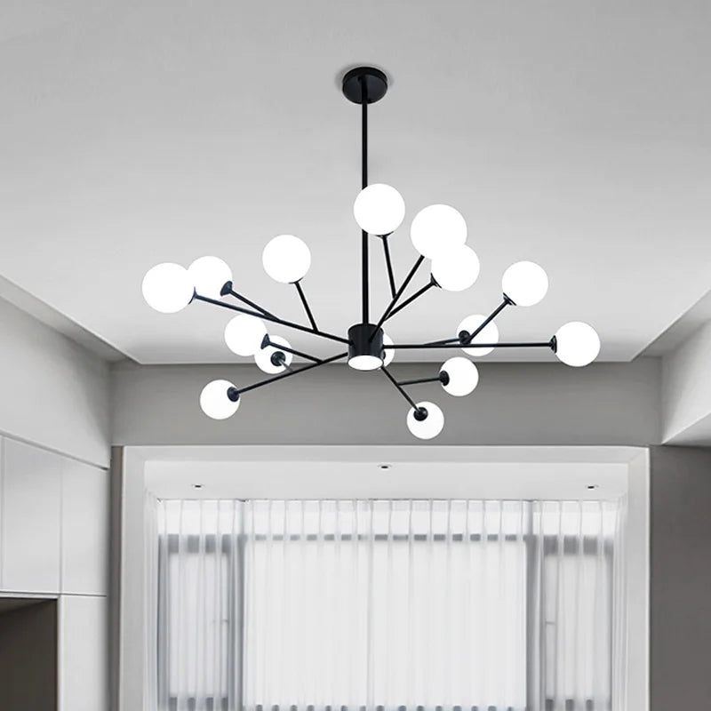 DecorBites™ Black Chandelier: Luxury Glass Pendant Light for Home, Bedroom, or Living Room