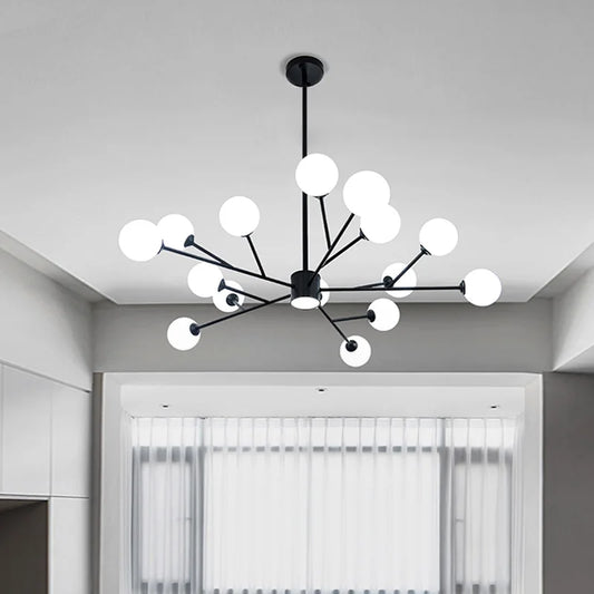 DecorBites™ Black Chandelier: Luxury Glass Pendant Light for Home, Bedroom, or Living Room