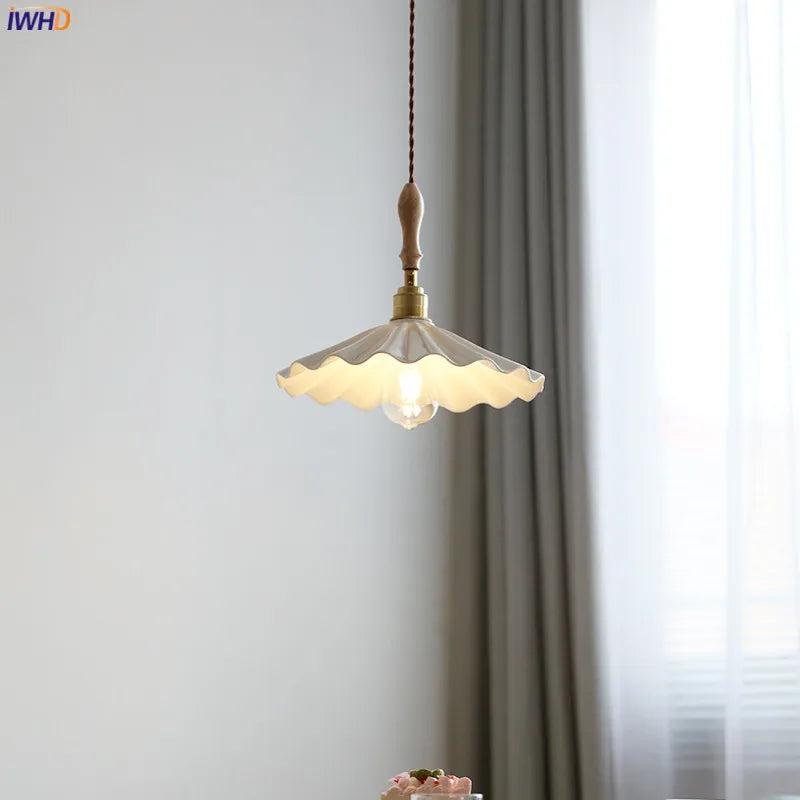 DecorBites™ Ceramic LED Pendant Light: 30CM, Home Decor, Bedroom, Living Room, Dinning, Wood & Copper Socket