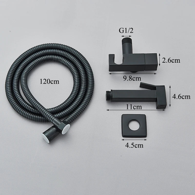 DecorBites™ Black Brass Bidet Faucet: Single Cold Water Tap, Handheld Sprayer Gun, Hygienic Shower Cleaner