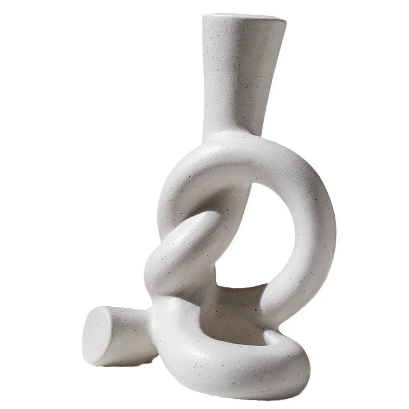 DecorBites™ Ceramic Knot Candle Stand Geometric Home Decor Hollow Candlestick
