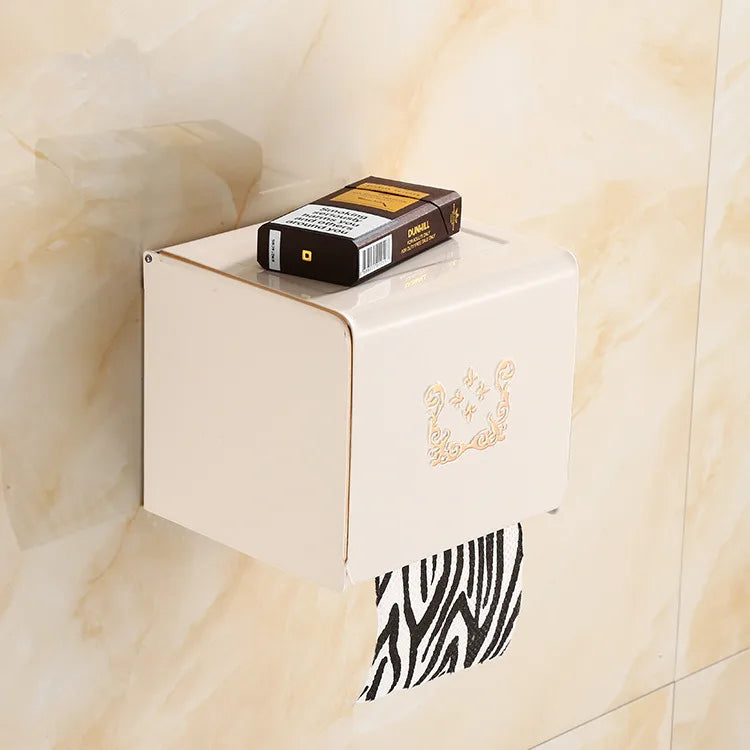 DecorBites™ Black Carved Aluminum Bathroom Tissue Holder Toilet Paper Roll Rack