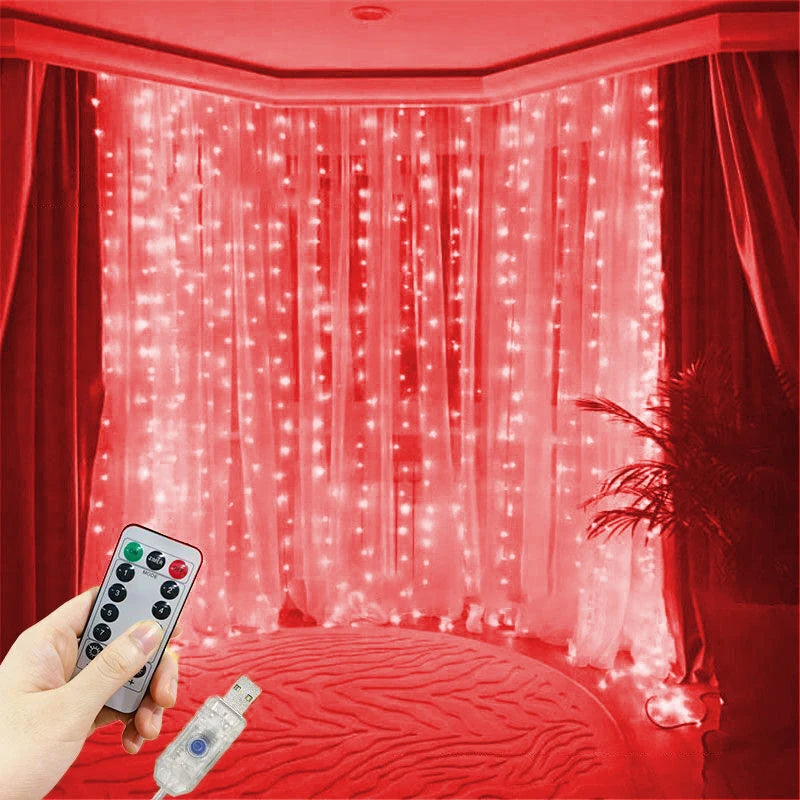 6/4/3M USB Curtain String Lights 8 Modes Bedroom Home Christmas Tree Garland Light Wedding Christmas Holiday Decor Fairy Lights