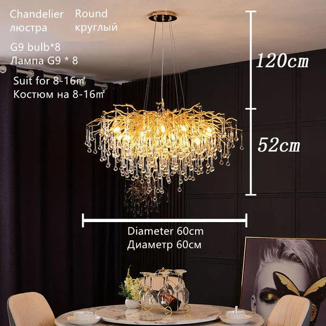 Lámpara de techo DecorBites™ Crystal Water Drop – Lámpara de techo de lujo para hoteles, restaurantes y villas