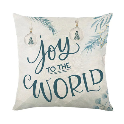 DecorBites™ Christmas Letter Print Linen Throw Pillow Cover for Holiday Home Decoration