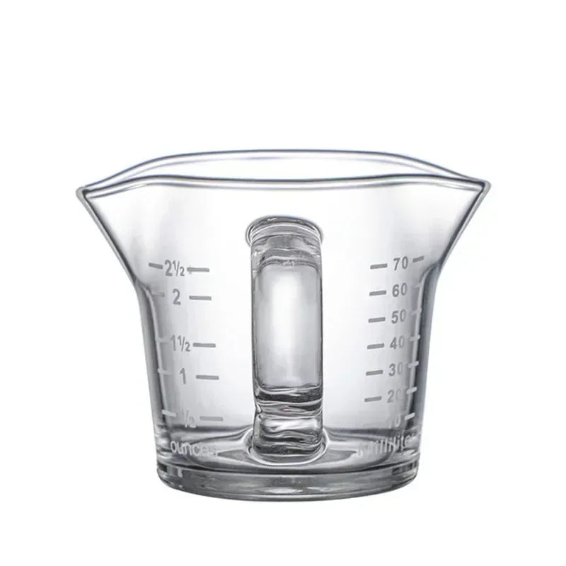 DecorBites™ Glass Espresso Measuring Cup Double Mouth Clear Scale Milk Latte Jug