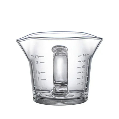 DecorBites™ Glass Espresso Measuring Cup Double Mouth Clear Scale Milk Latte Jug