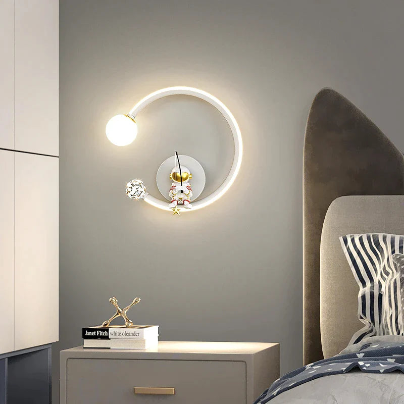 DecorBites™ Astronaut Wall Lamp: Gold White Black Bedroom Decor Resin Wall Mount Light