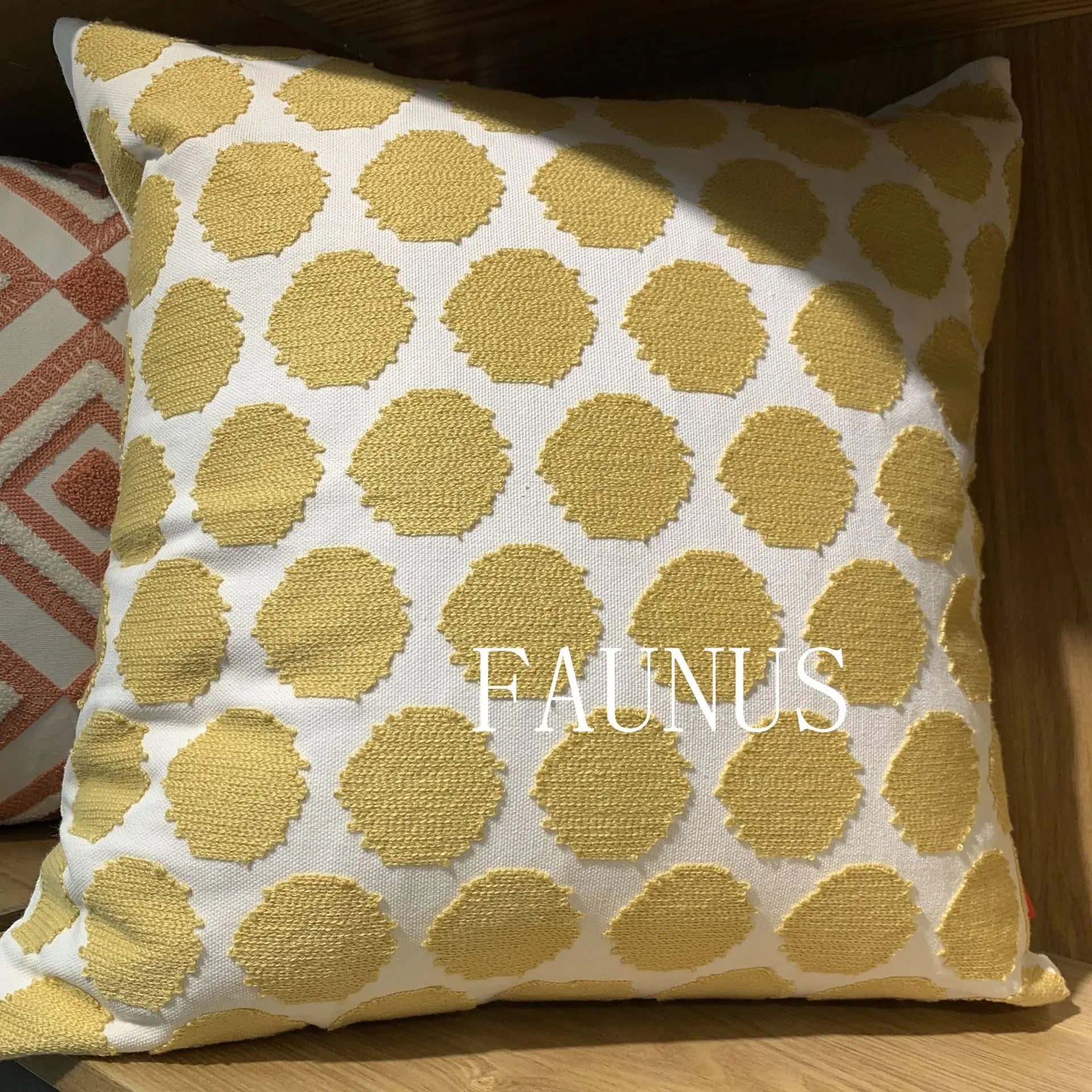 Leaf Embroidered Cotton Cushions