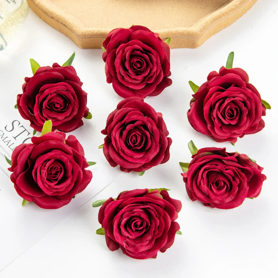 ديكور بايتس™ 10 قطع من الورود الحريرية الزرقاء لتزيين حفلات الزفاف، إكسسوارات الزفاف، زهور صناعية