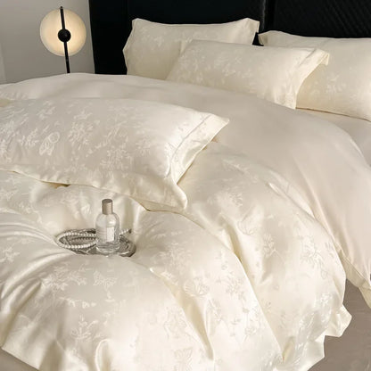 DecorBites™ Ice Silk Jacquard Bedding Set - Luxury Comforter Cover, Soft & Cozy, Queen/King