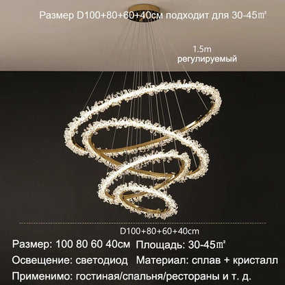 DecorBites™ Golden Crystal LED Round Chandelier for Luxury Indoor Lighting