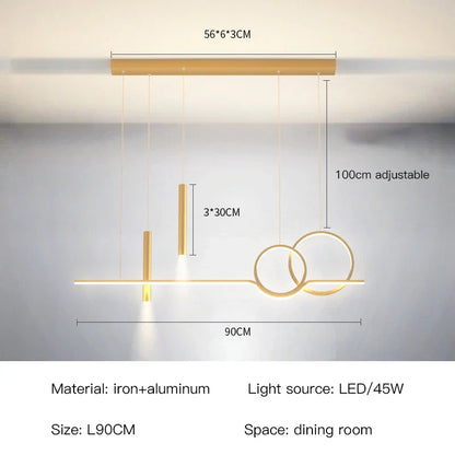 مصباح معلق أسود وذهبي من ديكوربايتس™ | إضاءة داخلية عصرية لغرفة الطعام والمطبخ