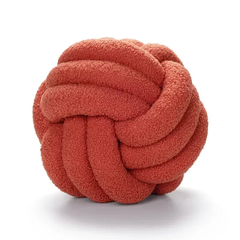 DecorBites™ Lamb Fleece Sofa Bed Pillows, High-End Knotted Ball Cushions for Elegant Living Room Decor