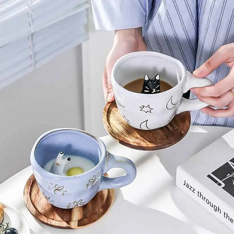 Tazas de café DecorBites™ con animales de dibujos animados en 3D: un regalo único hecho a mano