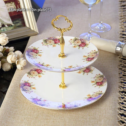 DecorBites™ Juego de platos de fruta de porcelana fina, soporte para pasteles, platos para buffet, bandeja, vajilla decorativa