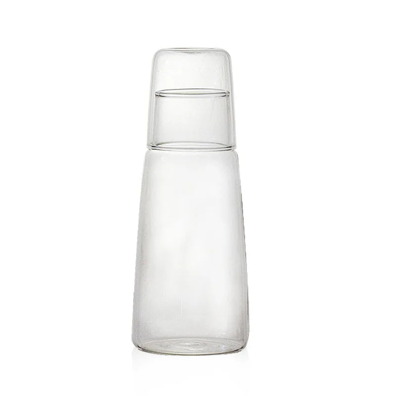 DecorBites™ Clear Glass Bedside Water Carafe Set with Drinking Cup