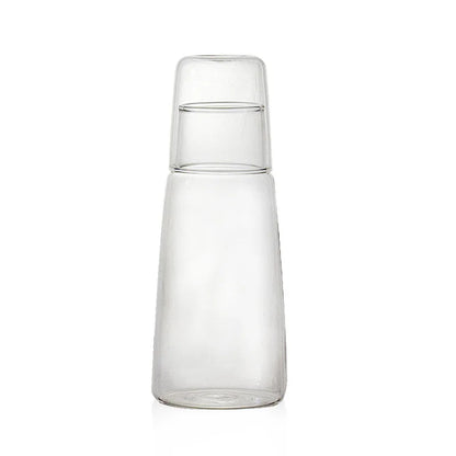 DecorBites™ Clear Glass Bedside Water Carafe Set with Drinking Cup
