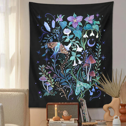 Decobites Psychedelic Mushroom Flower Wall Tapestry Forest Tapestries for Home Decor