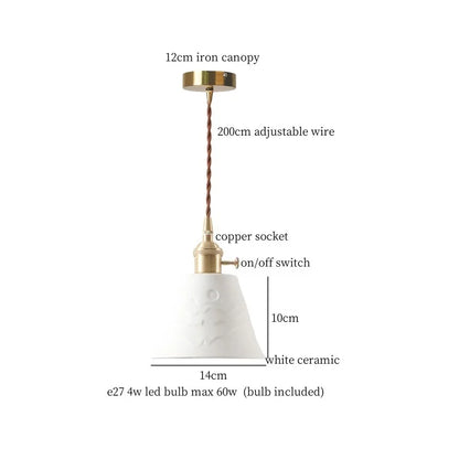 DecorBites™ Ceramic LED Pendant Light: Modern Brass Hanging Lamp for Home Decor
