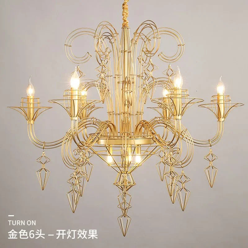 DecorBites™ Baroque Black Candle Chandelier Pendant Lamp for Bedroom, Living Room & Restaurant