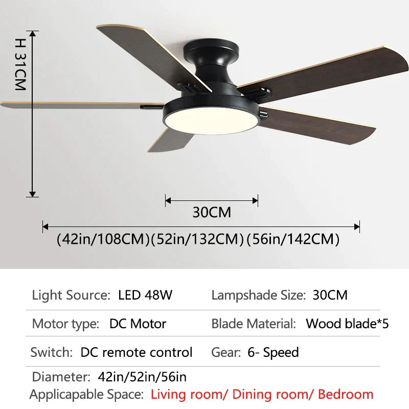 DecorBites™ 56" Low Floor Ceiling Fan Light | Indoor Living Room Chandelier | Modern Design