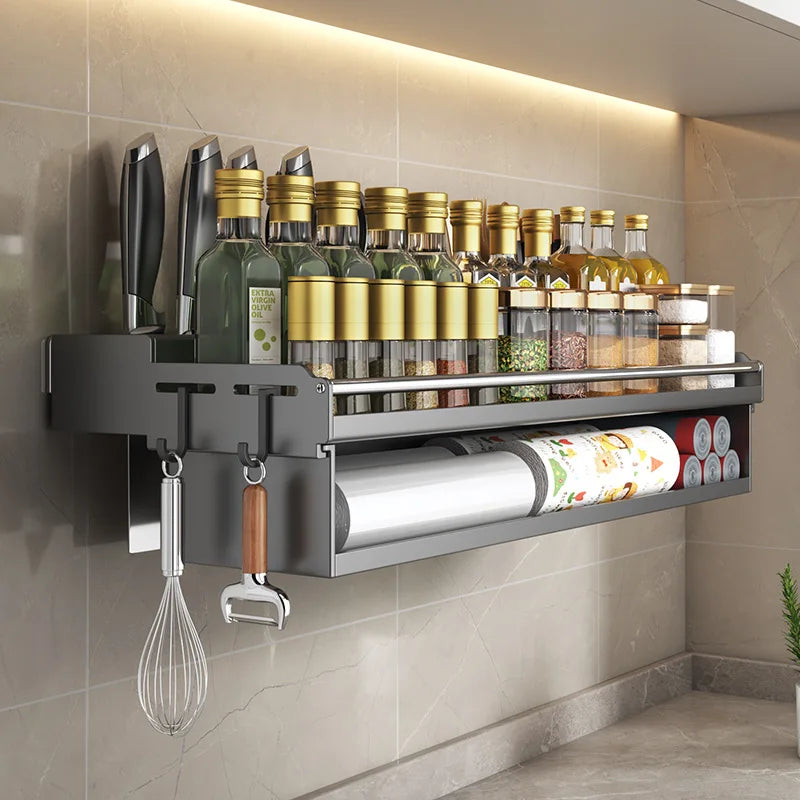 DecorBites™ Kitchen Organizer Rack - Multi-Functional Wall-Mounted Spice & Utensil Storage