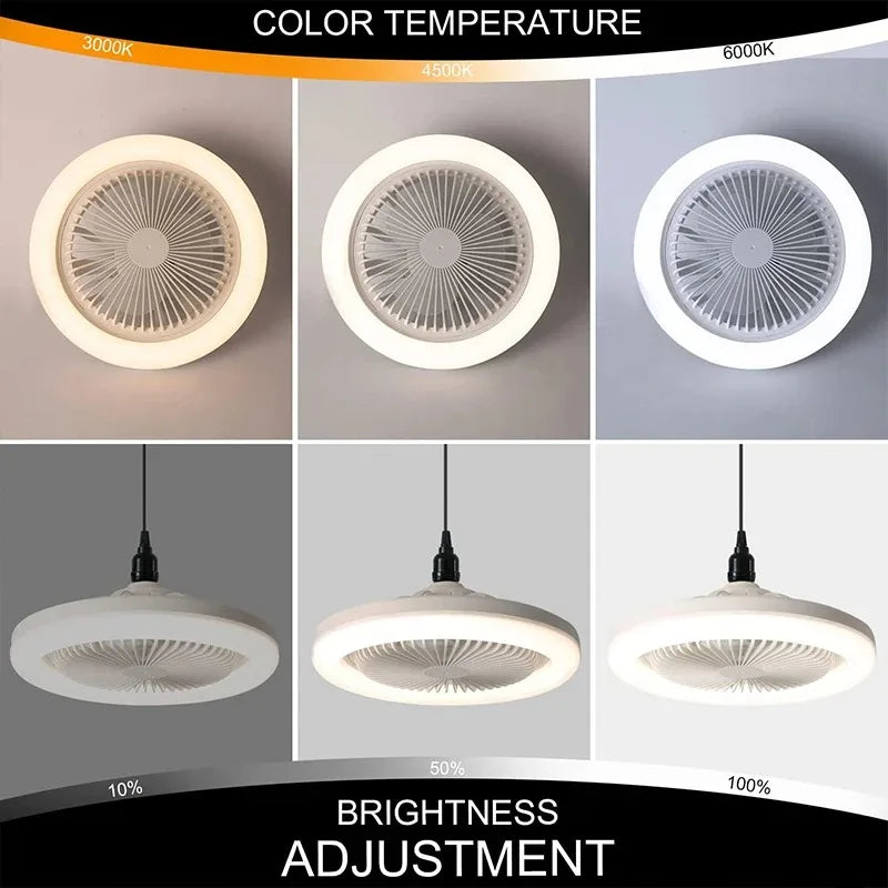 مروحة سقف DecorBites™ 2 في 1 مع جهاز تحكم عن بعد، تشغيل صامت، إضاءة E27، ديكور منزلي