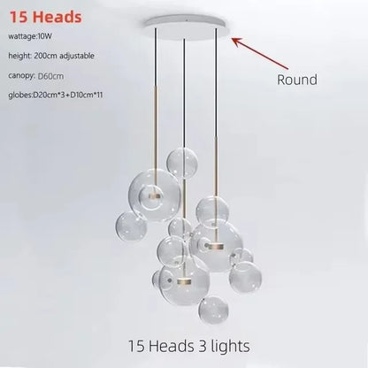 DecorBites™ Glass Bubble Chandelier Customized Pendant Light for Living Room Atmosphere
