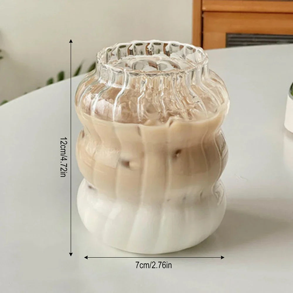 DecorBites™ 650ml Latte Ribbed Cocktail Glass Set, Nordic Style Phnom Penh Water Juice Cup