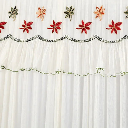 Decobites Lace Embroider Anti-Mosquito Net Door Curtains - Pleated Design for Light and Air Flow