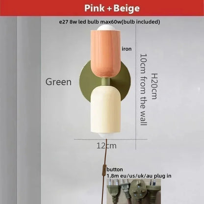 DecorBites™ LED Wall Lights Colorful Iron Double Heads Modern Bedside Lamp