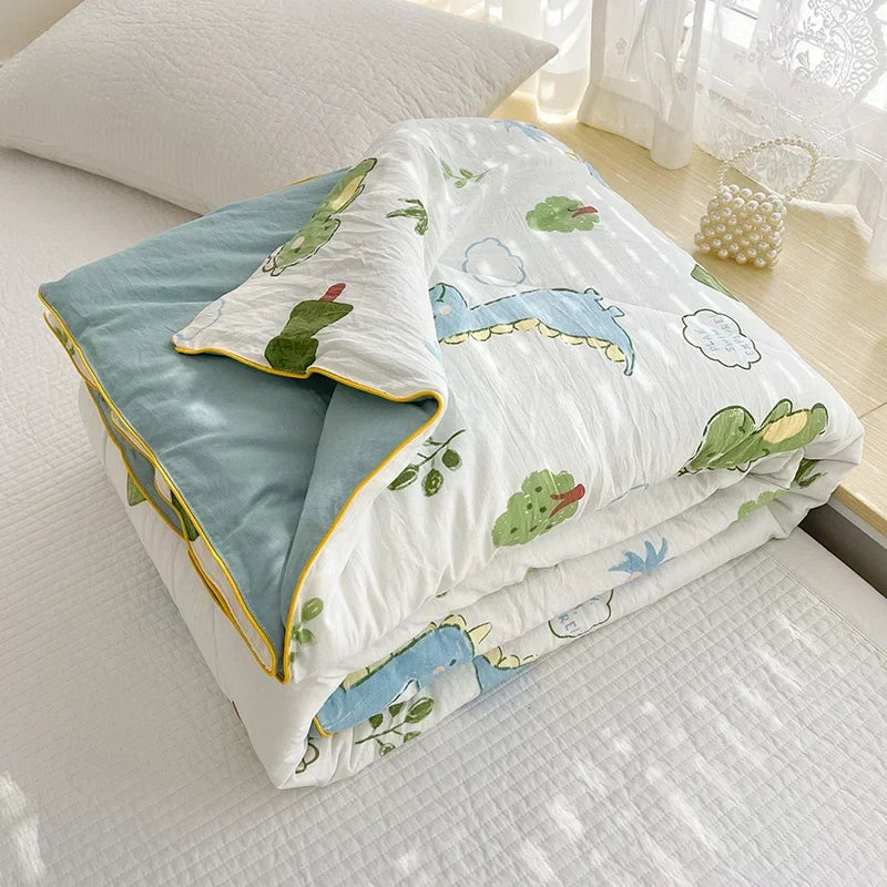 Decobites Summer Comforter Queen Size Lightweight Double Gauze Breathable Blanket