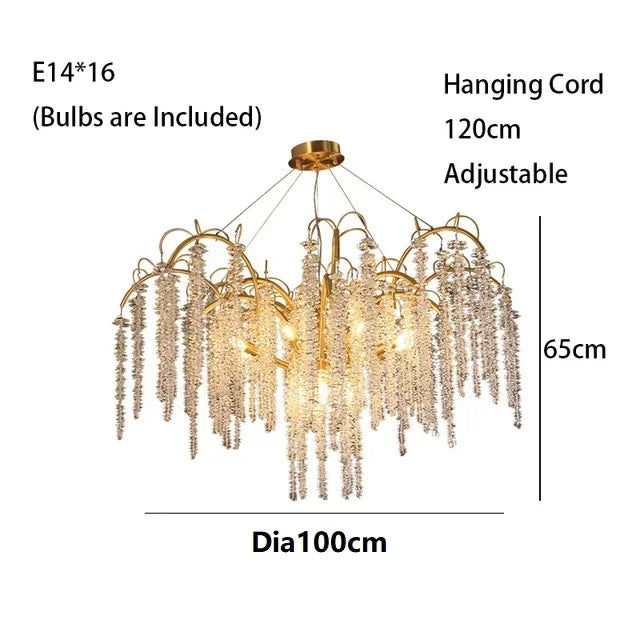 DecorBites™ Gold Glass LED Crystal Chandeliers for Luxe Dining Room Decor